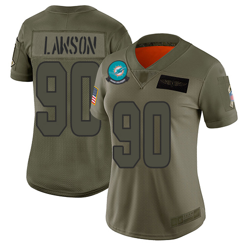 Nike Miami Dolphins #90 Shaq Lawson Camo Women Stitched NFL Limited 2019 Salute To Service Jersey->women nfl jersey->Women Jersey
